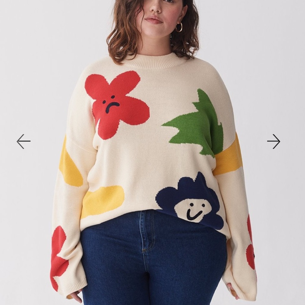 Lazy Oaf Flower Bed Knit Sweater NWT